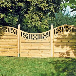 Antikzaun-Serie Doppelbogen-Abschluß grün
90 x 160/90 cm
Rahmen 45/68 mm, Lamellen genutet & geschraubt kaufen